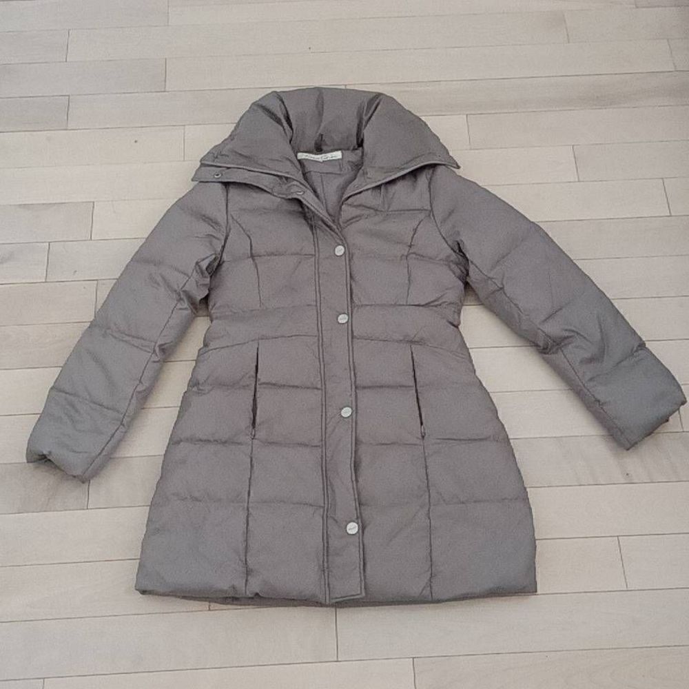 Kenneth Cole Women's G-III Apparel Down Puffer Long Jacket Gray Small